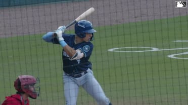 Caden Powell homers (4) on a fly ball to center field.