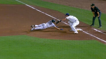 José Caballero is safe at first, call stands
