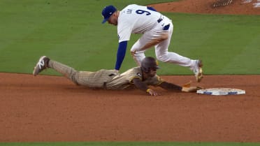 Tyler Wade steals second base after review
