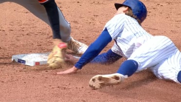 Carson Benge is safe at second after challenge