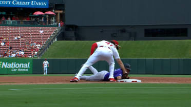 Jordan Beck is safe at first after review