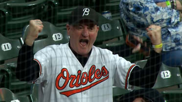 Orioles fan enjoying some camera time