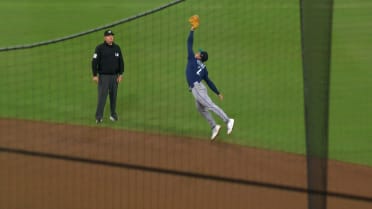 Cole Young makes acrobatic stop on double deflection