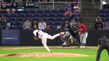 Easton Carmichael singles on a sharp line drive to left fielder Corey Collins. Titus Dumitru scores.