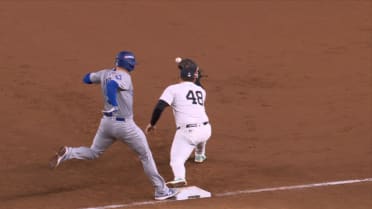 Freddie Freeman safe at first following review