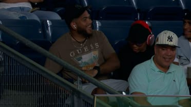 Fan goes head over heels to snag Ben Rice's foul ball