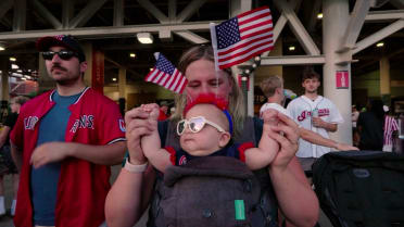 Mom and baby celebrate July 4th at Progressive Field