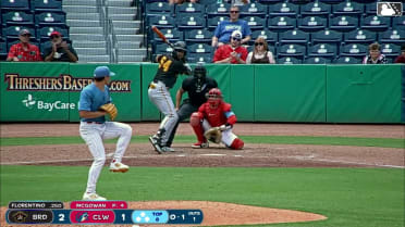 Edward Florentino homers (1) on a fly ball to left field.