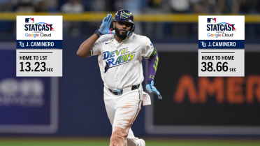 Statcast measures Junior Caminero's home run trot
