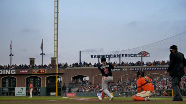 Alex Verdugo hits a foul ball after review