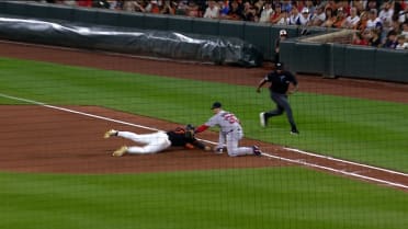 Colton Cowser safe at first after review