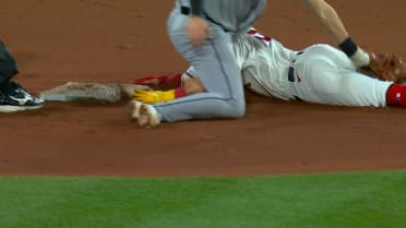 Caleb Durbin caught stealing second base after review