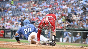 Ruiz ruled safe after beating tag at home plate