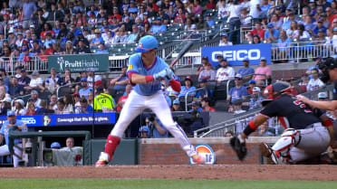 Mike Yastrzemski hit-by-pitch after review