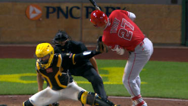 Mike Trout exits the game after HBP