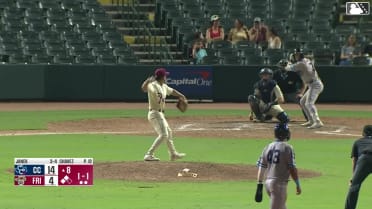 Walker Janek doubles (5) on a ground ball to shortstop Jonathan Brand, deflected by third baseman Rafe Perich. Max Holy scores. Kenni Gomez scores.