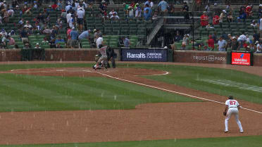 A hailstorm breaks out during Red Sox-Braves game