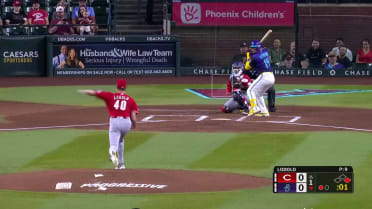Corbin Carroll steals second base