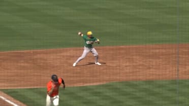 Jump starts A's inning-ending double play