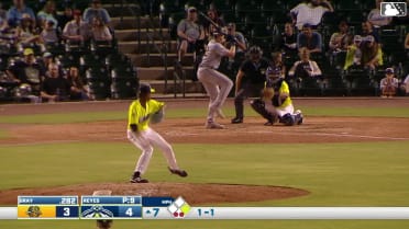 Taitn Gray triples (4) on a line drive to right fielder Roni Cabrera. Logan Driscoll scores.