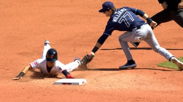 Steven Kwan called out at second after review