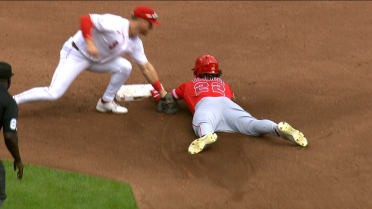 Bryce Teodosio steals second base after review