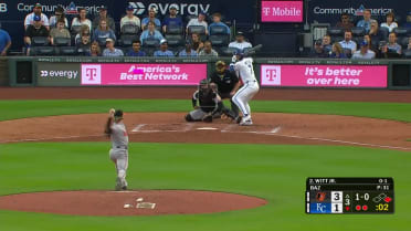 Shane Baz In play, no out to Bobby Witt Jr.