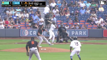 Jaison Chourio singles on a line drive to left fielder Frederick Bencosme. Tyresse Turner scores.