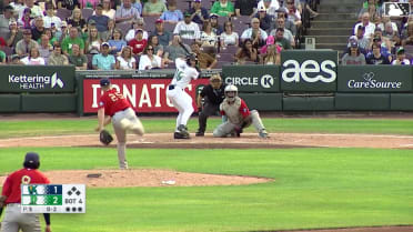Tyson Lewis homers (4) on a fly ball to center field.