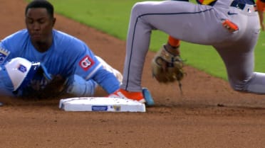 Tyler Tolbert safe at second after challenge