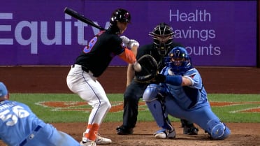 Francisco Lindor scores on an RBI hit by pitch