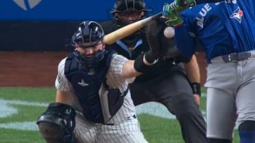 George Springer hit by pitch after a review