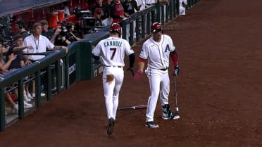 Corbin Carroll scores on a wild pitch