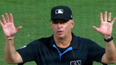 Brandon Lowe hits a foul ball after review
