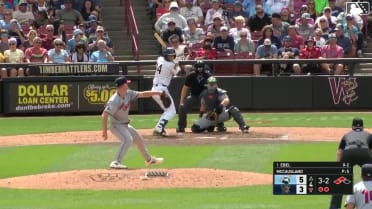 Brady Ebel doubles (3) on a line drive to center fielder Tommy Hawke. Luis Castillo scores. Luis Lameda scores.