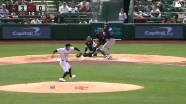 Charlie Condon out on a sacrifice fly to right fielder Victor Bericoto. Drew Avans scores.