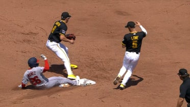 Nasim Nuñez safe at second base stands