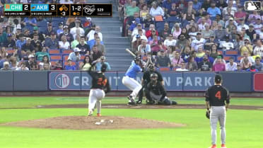 Jacob Cozart singles on a ground ball to right fielder Fernando Peguero. Alfonsin Rosario scores.