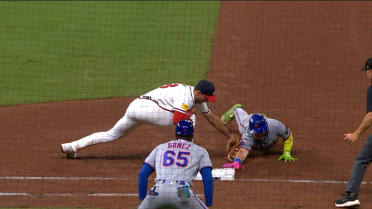 Francisco Alvarez is picked off after challenge