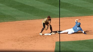 Dylan Crews safe at second after a review