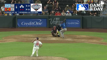 Zach Ehrhard homers (1) on a fly ball to left field.