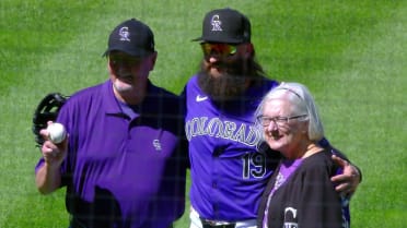 Charlie Blackmon's parents throw out first pitch