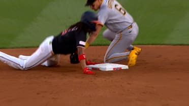 CJ Abrams steals second base