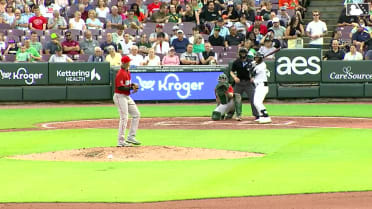Leo Balcazar sends a drink flying with a homer