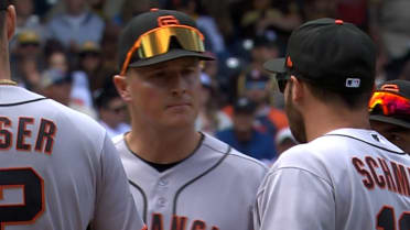 Matt Chapman angry with Casey Schmitt after error