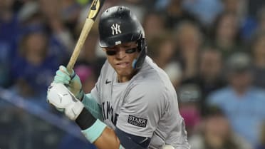 Aaron Judge is hit by a pitch