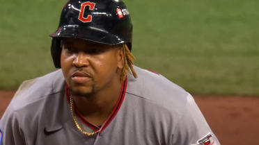 José Ramírez steals second base