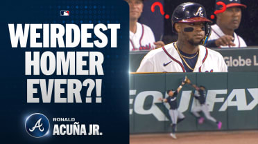 Ronald Acuña Jr.'s 10th HR bounces off two gloves!