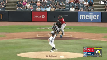 Alex McCoy doubles (23) on a sharp line drive to left fielder Cristian Santana. Justin DeCriscio scores.