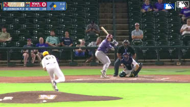 Malcolm Moore doubles (6) on a sharp line drive to left fielder Spencer Nivens. Yeison Morrobel scores.